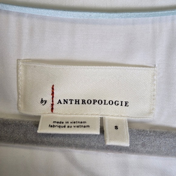 By Anthropologie V-Neck Tie Waist Smocked Blouse, White, S, Cottagecore Coquette - Picture 3 of 12
